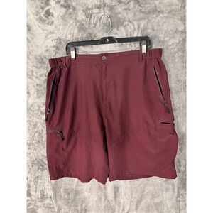 Pudolla Mens Hiking Cargo Shorts Burgundy Wine Quick Dry Multi-Pocket Size XL